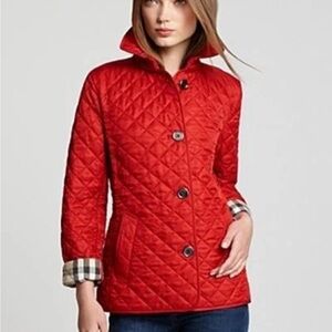 Burberry Red Copford Quilted Jacket size Medium